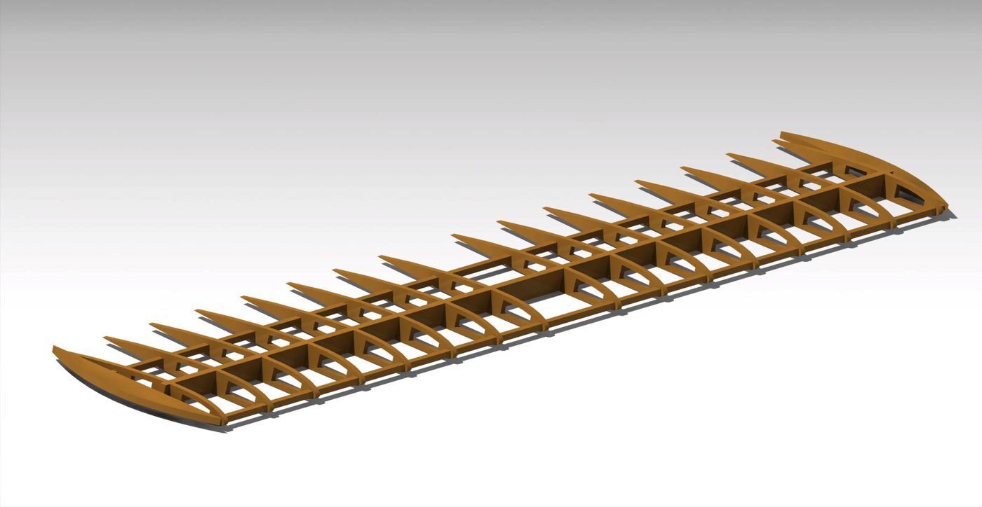 Wing rib structure modeled in CATIA V5